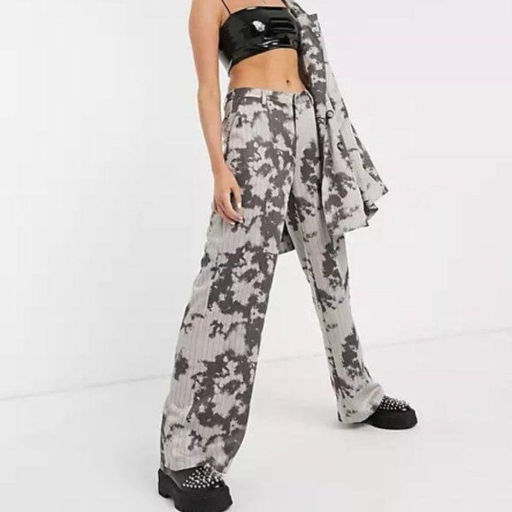 Jaded London Tie Dye Relaxed Wide Leg Pants Pinstripe - Picture 4 of 11